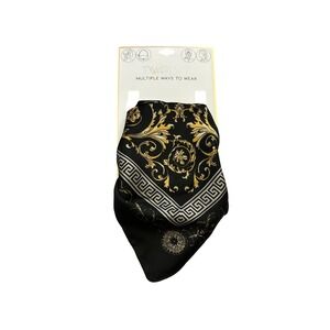 Twelve Scarf Womens OS Black Gold New Baroque Greek Key Neckerchief Headwrap